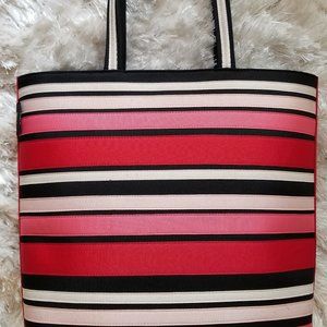 DKNY Red/ Pink/ White/ Black Striped Shoulder / Tote Bag, Collector's Item, New